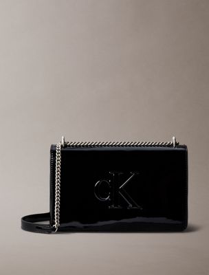Sculpted Impression Faux Leather Crossbody Bag, Black