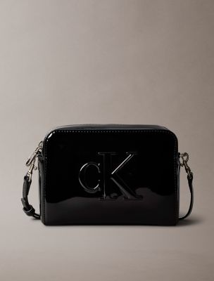 Sculpted Impression Faux Leather Camera Bag, Black