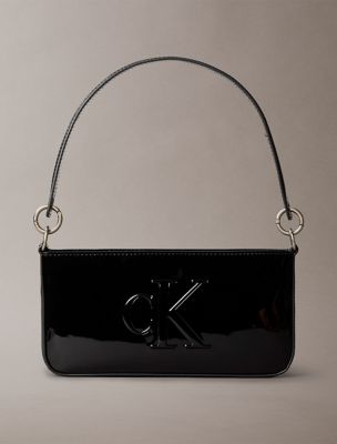 Sculpted Impression Faux Leather Shoulder Bag, Black