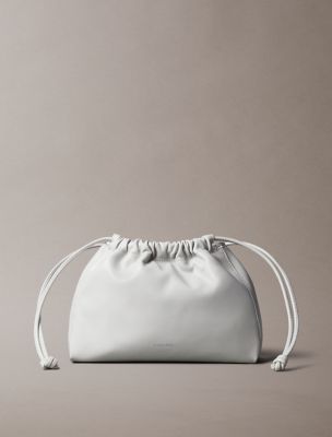 Drawstring Crossbody Bag, Mirage Gray