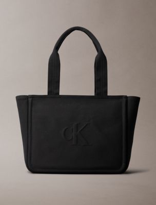 Canvas Embossed Monogram Logo Tote Bag, Black