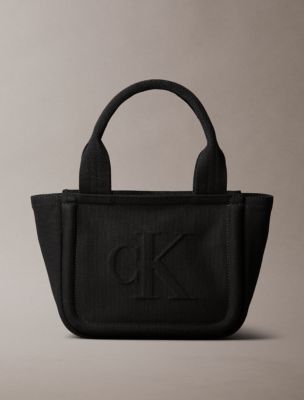 Canvas Embossed Monogram Logo Mini Tote Bag, Black