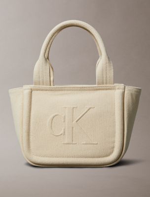 Canvas Embossed Monogram Logo Mini Tote Bag, Natural Canvas