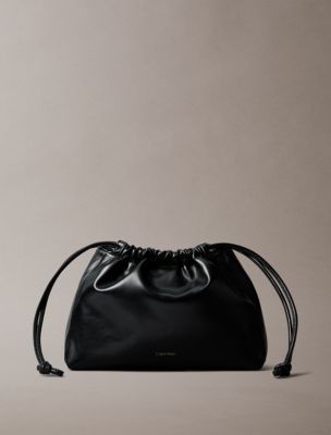 Drawstring Crossbody Bag, Black