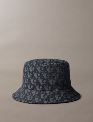 Allover Monogram Jacquard Bucket Hat, Black
