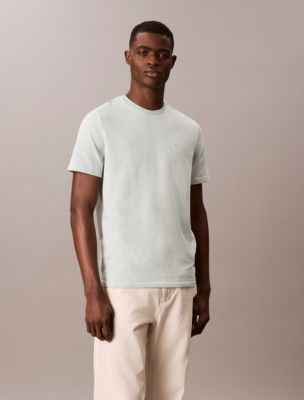 T-shirt classique en mélange de coton, brume bleue