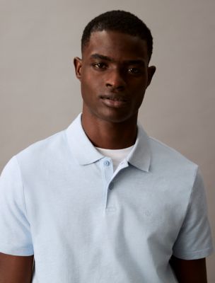 Cotton Blend Classic Polo Shirt , Chambray Blue