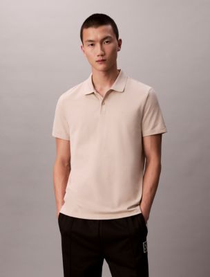 Cotton Blend Classic Polo Shirt, White Pepper