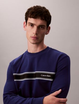 Fleece Striped Classic Sweatshirt, Blueprint