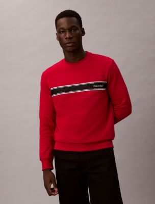 Fleece Stripe Classic Sweatshirt, Chilli Pepper