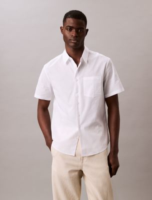 Solid Seersucker Classic Button-Down Shirt, Brilliant White