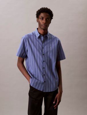 Poplin Stripe Classic Button-Down Shirt , Bijou Blue
