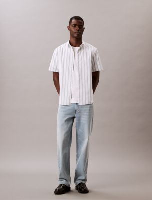 Poplin Stripe Classic Button-Down Shirt , Brilliant White