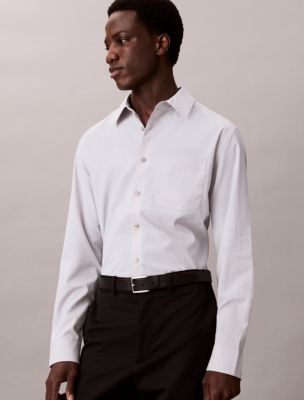 Мужская рубашка Calvin Klein Tech Poplin Button-Down, цвет: Серый фиолетовый — фото 4