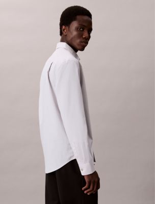 Мужская рубашка Calvin Klein Tech Poplin Button-Down, цвет: Серый фиолетовый — фото 6