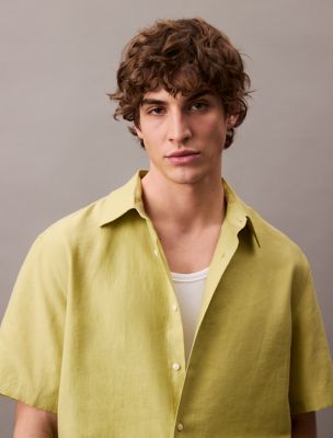 Lyocell Blend Relaxed Button-Down Shirt, Sweet Pea