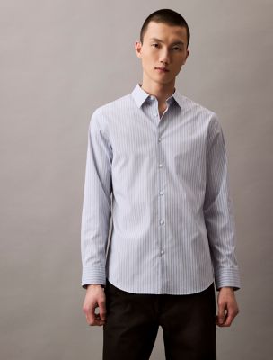 Tech Cotton Slim Button Down Shirt, Zen Blue