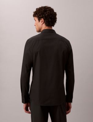 Мужская рубашка Calvin Klein Slim Stretch Button-Down, цвет: Чёрный — фото 5