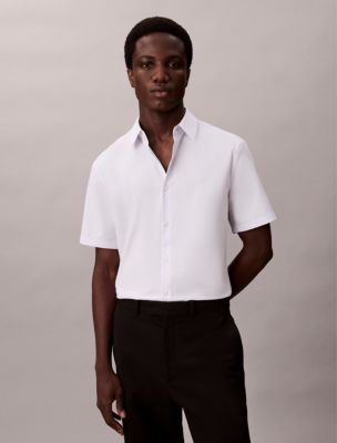 Cotton Stretch Slim Button-Down Shirt, Niagara Mist