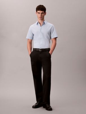 Cotton Stretch Slim Button-Down Shirt, Xenon Blue