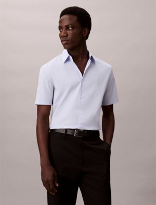 Cotton Stretch Slim Button-Down Shirt, Lilac Hint