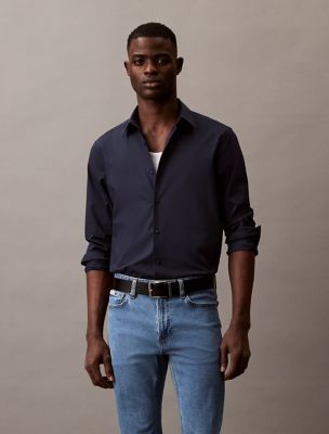Classic Stretch Button-Down Shirt, Dark Sapphire