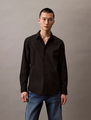 Classic Stretch Button-Down Shirt, Black
