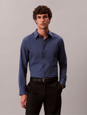 Tech Stretch Slim Button-Down Shirt, Dark Denim
