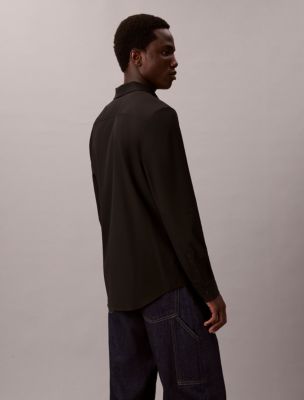 Мужская рубашка Calvin Klein Tech Stretch Slim Button-Down, цвет: Чёрный — фото 5