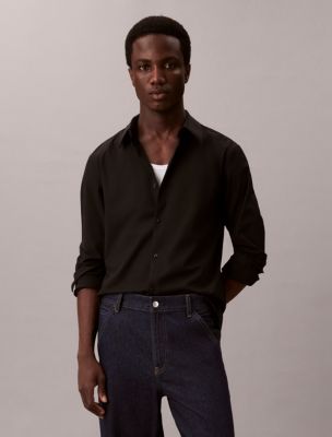 Tech Stretch Slim Button-Down Shirt, Black