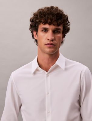 Tech Stretch Slim Button-Down Shirt, Brilliant White