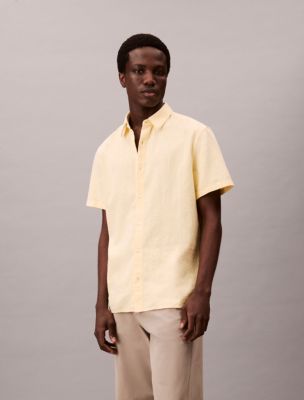 Linen Cotton Short Sleeve Classic Button-Down Shirt | Calvin Klein
