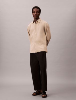 Linen Cotton Classic Button-Down Shirt, Aluminum