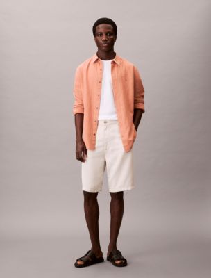 Linen Cotton Classic Button-Down Shirt, Cork