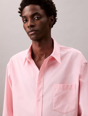 Chemisier boutonné surdimensionné en popeline de coton, rose poudre
