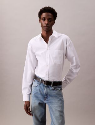 Oversized Cotton Poplin Button-Down, Brilliant White