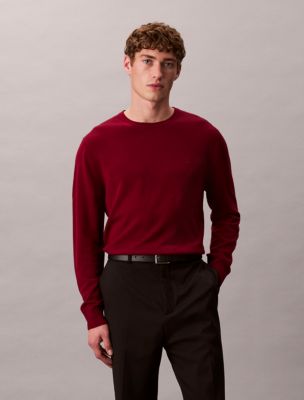 Merino Wool Classic Sweater, Beet Red