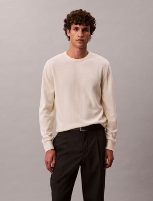 Merino Wool Classic Sweater, Antique White