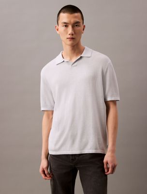 Linen Blend Polo Shirt, Grey Dawn