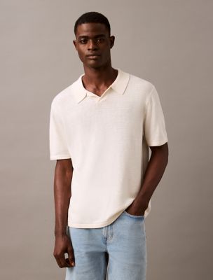 Linen Blend Polo Shirt, Tofu