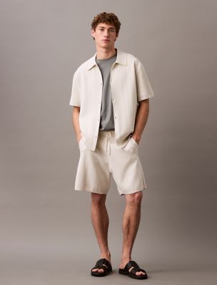 Jacquard Mesh Pull-On Sweater Shorts, Silver Birch