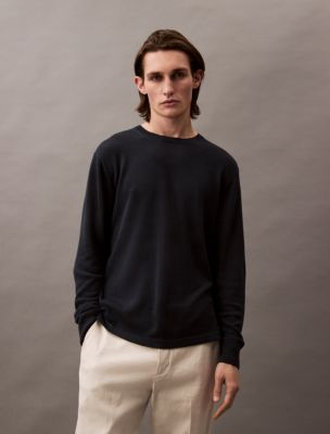 Linen Blend Relaxed Sweater, Carbon