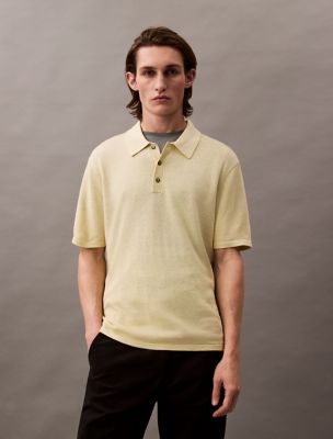 Linen Blend Classic Polo Shirt, Hay