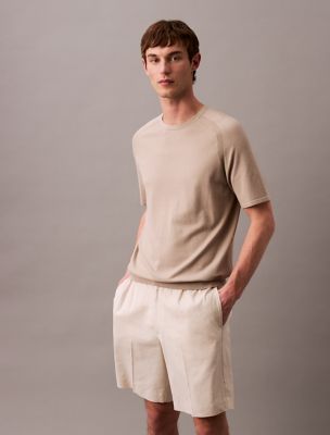 Linen Blend Short, Silver Birch