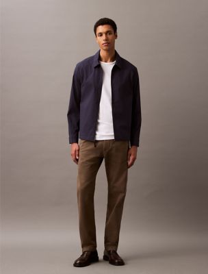 Cotton Blend Classic Zip Shirt Jacket, Baritone Blue