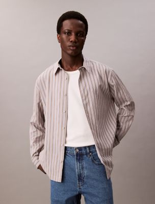 Stripe Relaxed Button-Down Shirt, Moonstruck