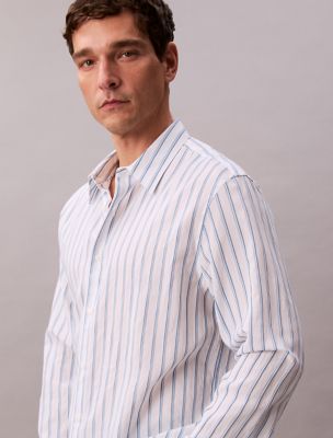 Stripe Relaxed Button-Down Shirt, Brilliant White