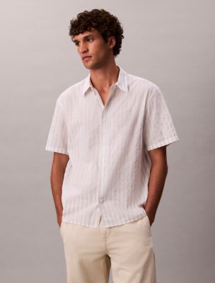 Stripe Relaxed Button-Down Shirt , Brilliant White