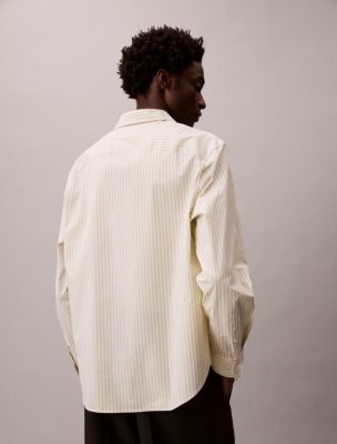 Мужские рубашки Calvin Klein Cotton Stretch Stripe Poplin Button-Down Shirt — фото 5
