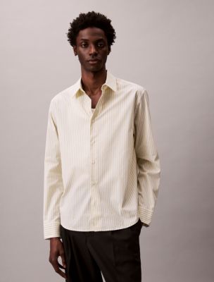 Stripe Cotton Stretch Poplin Button-Down Shirt , Winter Pear